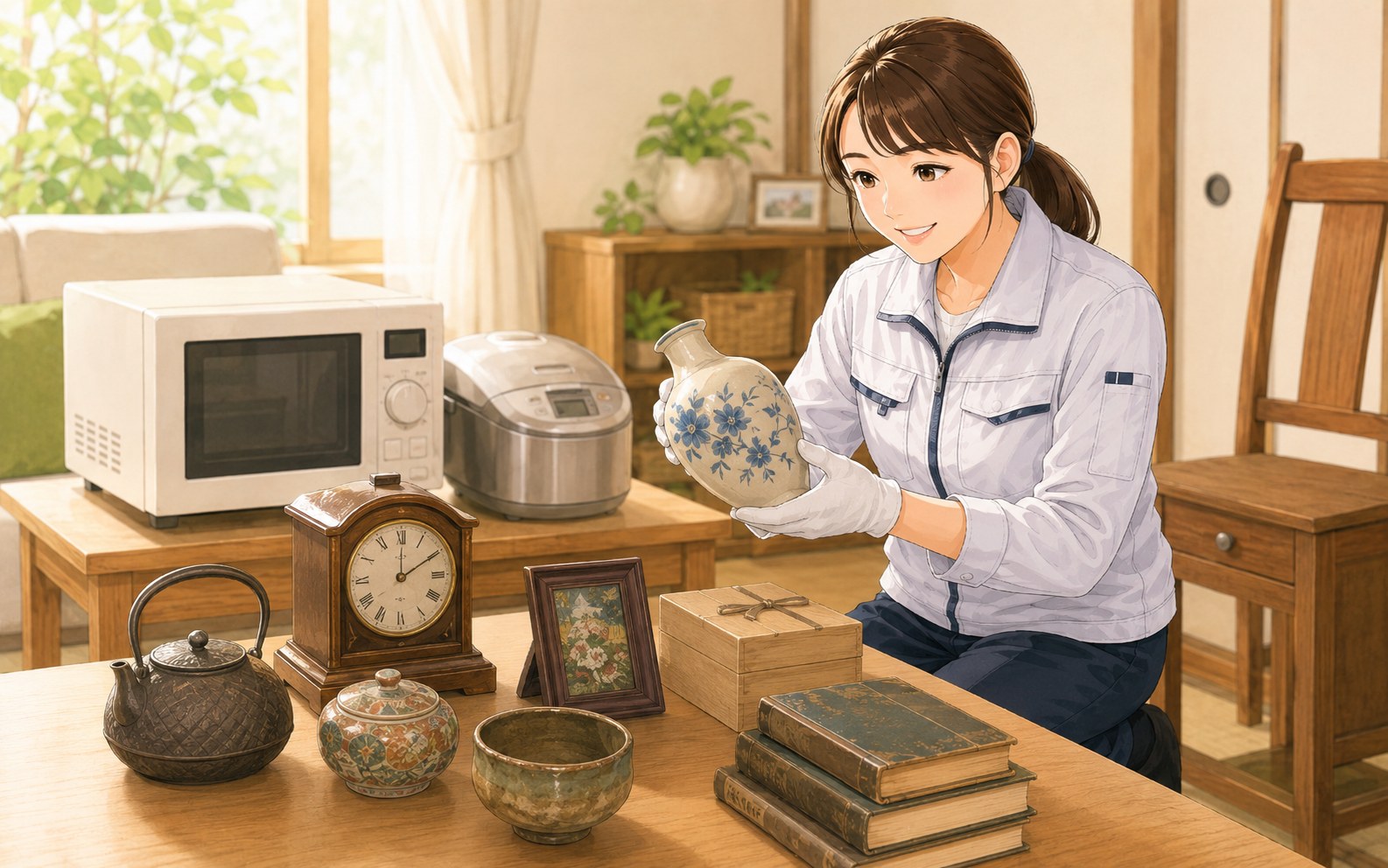 旭川でレトロ家電や趣味の品を一点ずつ丁寧に査定するスタッフ
